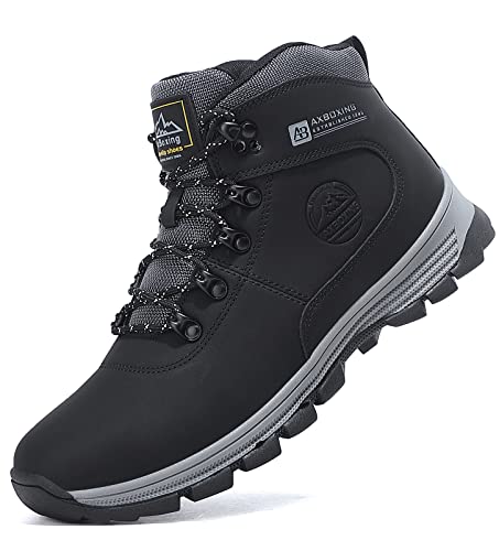 TARELO Botas Hombre Invierno Cálido Forro Piel Zapatos de Nieve Trekking Botines de Senderismo Tamaño 41-46(EU, Negro, Numeric_41)