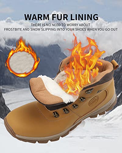 TARELO Botas Hombre Invierno Cálido Forro Piel Zapatos de Nieve Trekking Botines de Senderismo Tamaño 41-46(EU, Negro, Numeric_41)