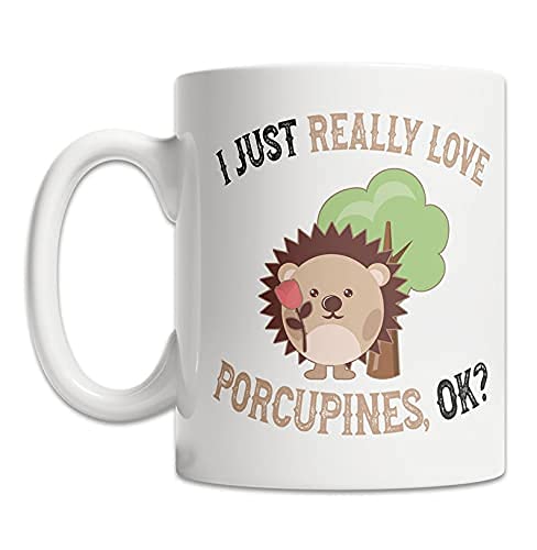 Taza de I Love Porcupines - Linda taza de puercoespín para amantes del puercoespín - Taza divertida de regalo de puercoespín - Idea de regalo linda de puercoespín - Taza de café de puercoespín