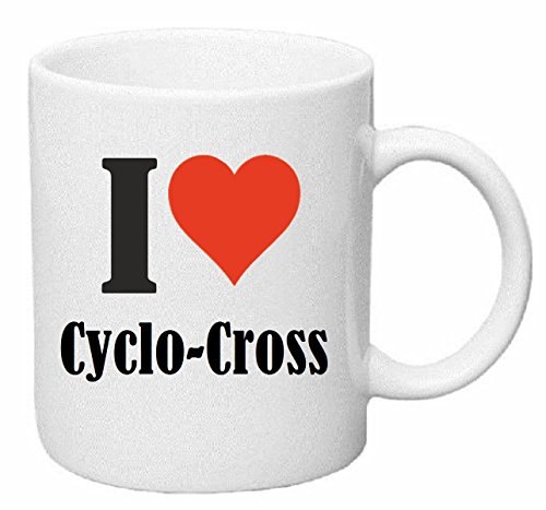 taza para café I Love Cyclo-Cross Cerámica Altura 9.5 cm diámetro de 8 cm de Blanco