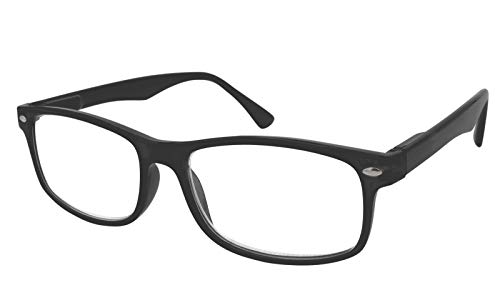 TBOC Gafas de Lectura Presbicia Vista Cansada - Graduadas +2.00 Dioptrías Montura de Pasta Negra Mate Diseño Moda Hombre Mujer Unisex Lentes de Aumento para Leer Ver de Cerca Patillas Bisagras Resorte