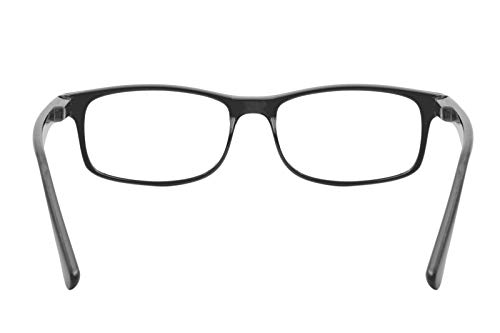 TBOC Gafas de Lectura Presbicia Vista Cansada - Graduadas +2.00 Dioptrías Montura de Pasta Negra Mate Diseño Moda Hombre Mujer Unisex Lentes de Aumento para Leer Ver de Cerca Patillas Bisagras Resorte