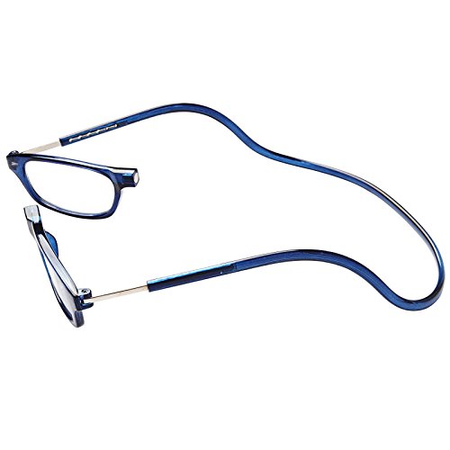 TBOC Gafas de Lectura Presbicia Vista Cansada – Montura Azul Graduadas +4.00 Dioptrías Hombre Mujer Regulables Imantadas Magnéticas Plegables Lentes Aumento Leer Ver Cerca Cuello Cierre Imán