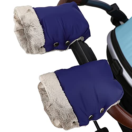 TBoonor Manoplas Carro Bebe Guantes Silla Paseo Guantes Cochecito Bebe para silla de paseo con interior de forro Prueba de Viento Bebé Guante para Todos los Cochecitos (Armada)