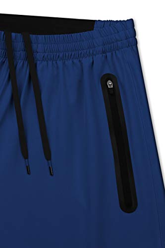 TCA Hombre Elite Tech Pantalones Cortos con Bolsillos con Cremallera - Azul, L