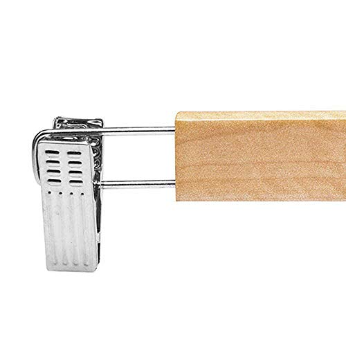 Tebery - Paquete de 12 Perchas de Falda de colección de Madera Natural con Pinzas, Perchas de pantalón - 13 Pulgadas de Largo （33cm）