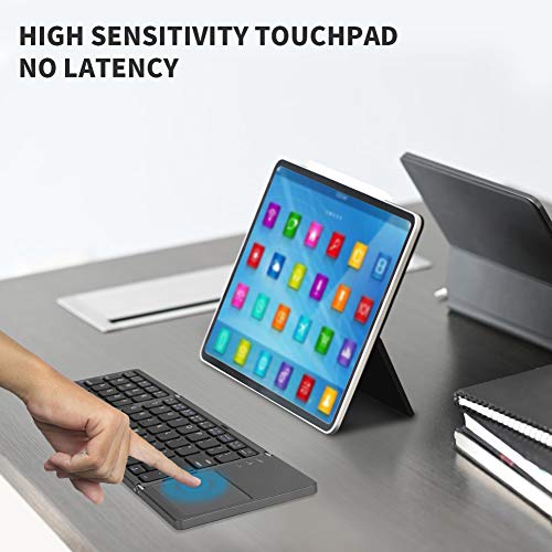 Teclado táctil Bluetooth Tri-Plegable, Teclado inalámbrico portátil Ultra Delgado Ultra Delgado, Compatible con iPhone, iPad, Android Smartphone (Distribución de Teclado Internacional)