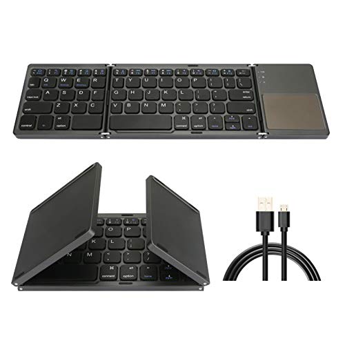 Teclado táctil Bluetooth Tri-Plegable, Teclado inalámbrico portátil Ultra Delgado Ultra Delgado, Compatible con iPhone, iPad, Android Smartphone (Distribución de Teclado Internacional)