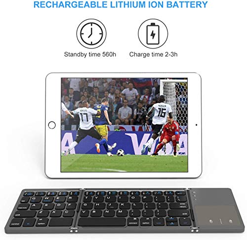 Teclado táctil Bluetooth Tri-Plegable, Teclado inalámbrico portátil Ultra Delgado Ultra Delgado, Compatible con iPhone, iPad, Android Smartphone (Distribución de Teclado Internacional)