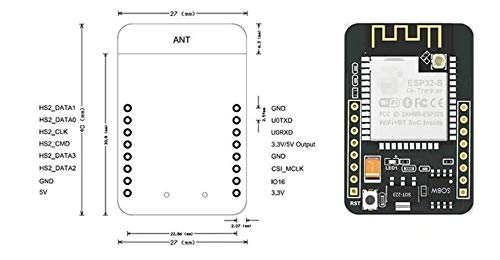 TECNOIOT 2pcs Camera Module ESP32-CAM Bluetooth Module WiFi Board Development ESP32 OV2640 (Camera Included)