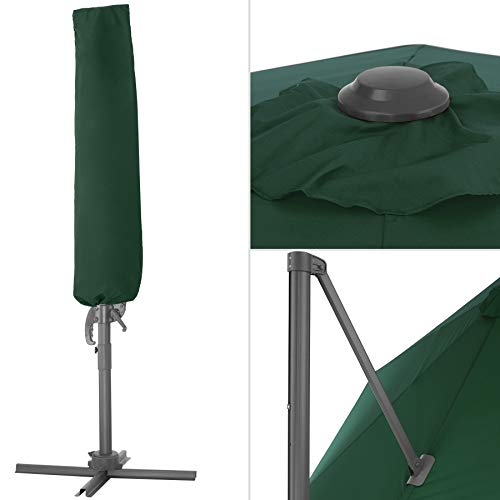 TecTake 800684 - Parasol Excéntrico de Jardín, Mástil de Aluminio con Manivela, Protección UV 50+, 6 Niveles de Inclinación, Ø 300 cm (Verde | No. 403134)