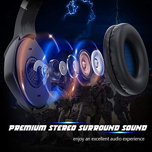 TedGem Auriculares con Microfono, Auriculares, 3.5mm Headset PC, Sonido Envolvente EstéreoAuriculares Gaming, Headset Gaming, LED Headphones PS4 para PC Laptop Mac