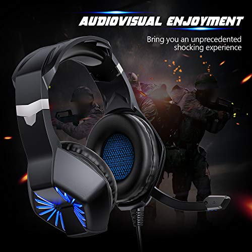 TedGem Auriculares con Microfono, Auriculares, 3.5mm Headset PC, Sonido Envolvente EstéreoAuriculares Gaming, Headset Gaming, LED Headphones PS4 para PC Laptop Mac