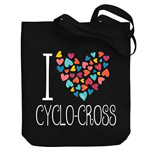 Teeburon I Love Cyclo-Cross Colorful Hearts Bolsa de Lona 10.5" x 16" x 4"