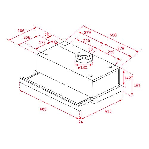 Teka Campana Telescópica o extraplana Modelo TL 6310 Motor Doble Turbina 2 Velocidades Acero Inoxidable Eficiencia energética D