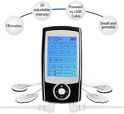 TENS/EMS Electroestimulador Muscular, para aliviar el Dolor Muscular y el fortalecimiento Muscular,16 Programas de masaje 20 Niveles de intensidad,8 electrodos autoadhesivos