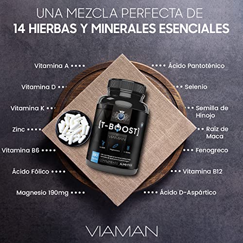 Testo Booster 180 Cápsulas - Reduce el Cansancio y la Fatiga, Con Vitamina A, Vitamina D + K, B6, B9, B12 Selenio, Zinc, Magnesio y Raíz de Maca, Apoya tu Entrenamiento y tu Rendimiento Físico