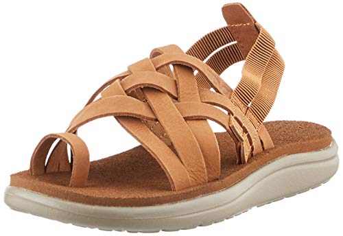 Teva Voya Strappy Leather, Sandalias de Punta Descubierta Mujer, Marrón (Chipmunk CPM), 40 EU