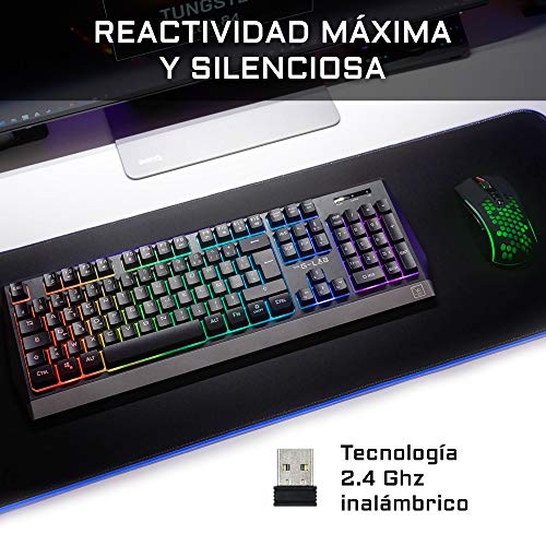 THE G-LAB Combo Tungsten – Pack de Teclado y Ratón Gaming Inalámbrico Retroiluminado - Teclado Gaming Inalámbrico Layout Español + Ratón Gaming Inalámbrico 2400 dpi – PC/PS4/PS5/Xbox One - Nuevo 2021