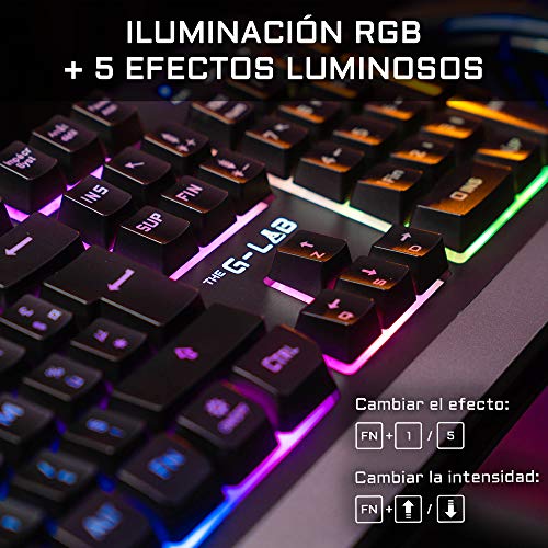 THE G-LAB Combo Tungsten – Pack de Teclado y Ratón Gaming Inalámbrico Retroiluminado - Teclado Gaming Inalámbrico Layout Español + Ratón Gaming Inalámbrico 2400 dpi – PC/PS4/PS5/Xbox One - Nuevo 2021