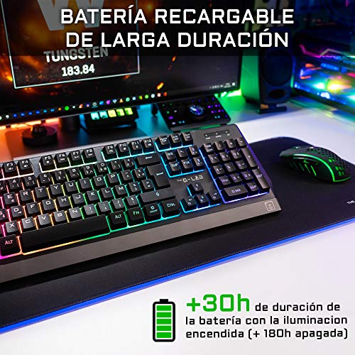 THE G-LAB Combo Tungsten – Pack de Teclado y Ratón Gaming Inalámbrico Retroiluminado - Teclado Gaming Inalámbrico Layout Español + Ratón Gaming Inalámbrico 2400 dpi – PC/PS4/PS5/Xbox One - Nuevo 2021