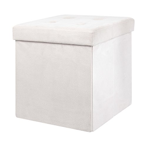 THE HOME DECO FACTORY CMHD3419 Caja-PUF Plegable, poliéster, Beige, 37,50 x 37,50 x 37,50 cm