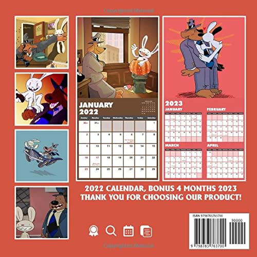 The Western Cartoon Calendar 2022: A Great Gift For Anyone Loving The Adventures of Sam & Max Freelance Police To Welcome A New Year | Calendario Calendrier Kalender 2022 | Bonus 4 months 2023