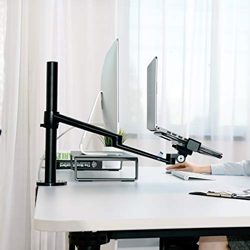 Thingy Club Soporte para portátil de un solo brazo, soporte de escritorio para portátil de 12 a 17 pulgadas, altura ajustable, giratorio en cualquier ángulo (brazo individual)