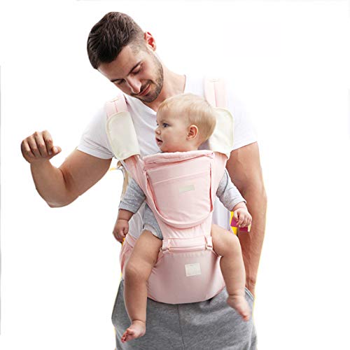 ThreeH Mochila Portabebés Ergonómico para Bebes Ligero y Multiuso para Recién Nacidos y Niños con asiento de cadera ajustable BC28 Pink