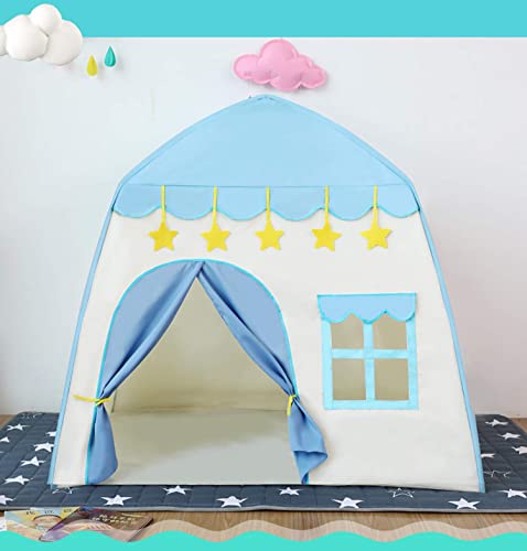 Tienda |Tipi para Niños con Alfombra para Niños & Niñas - Casa de Juegos para Interiores & Exteriores (Azul)