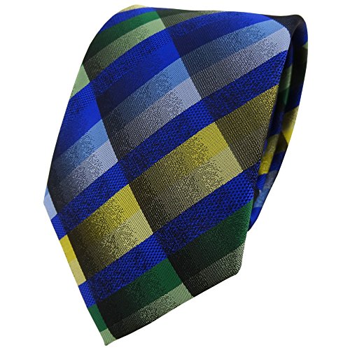 TigerTie - Corbata - azul verde gris amarillo a cuadros