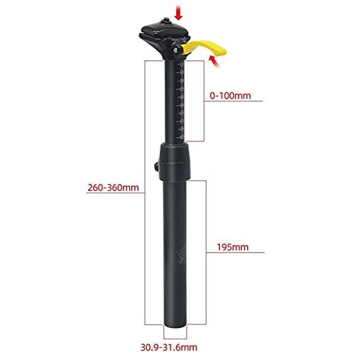 Tija De SillíN De Bicicleta,Tijas Para Bici Mtb Mtb Tienda de gotero ajustable de altura de bicicleta 30.9 / 31.6 * 37 5mm Control Asiento Post 100mm Tubo de asiento de bicicleta de viaje Bicicleta Ti