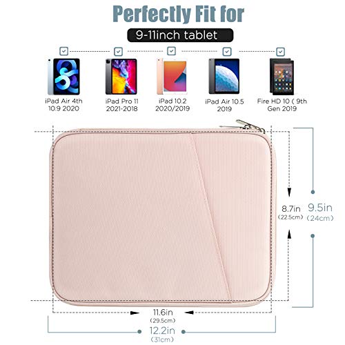 TiMOVO Funda para Tableta 9-11" Compatible con iPad 10.2 2019-2021,2020 iPad Air 4 10.9, iPad Pro 11 2018-2021, Galaxy Tab A7 10.4, S6 Lite 2020, Surface Go 2/1, Bolsa Blanda Portátil Tablet, Rosa