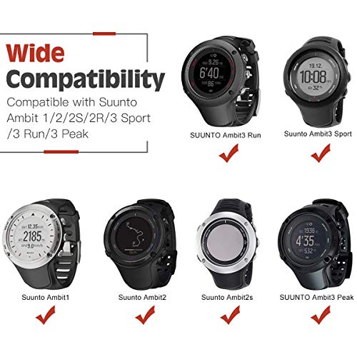 TiMOVO Reloj Correa Compatible con Suunto Ambit 3, Banda de Reloj Deportivo, Respirable y Reemplazable, Pulsera de Silicona para Hombres y Mujeres, Negro & Rojo