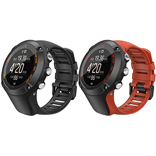 TiMOVO Reloj Correa Compatible con Suunto Ambit 3, Banda de Reloj Deportivo, Respirable y Reemplazable, Pulsera de Silicona para Hombres y Mujeres, Negro & Rojo