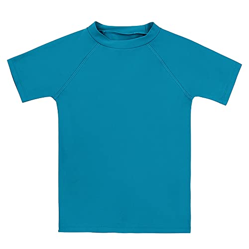 TIZAX Camiseta natación con UPF 50+ protección Solar para niños Traje de baño de Manga Corta Rashguard para Surf/Nadando/Buceo/Playa Azul-Verde 7-8 años