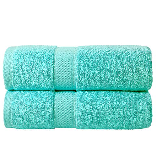 Todd Linens Juego de 2 toallas de baño Bale – 500 g/m² 100% algodón azul accesorios de baño (turquesa, 2 piezas de toallas de baño)