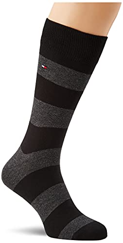 Tommy Hilfiger Tommy Hilfiger Stripe And Dot Men'S SoCKs Tin Gift Box, Calcetín Clásico para Hombre, Negro (Black), 39/42