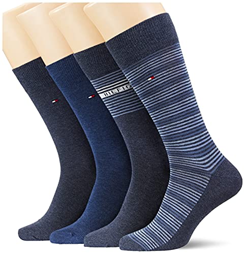 Tommy Hilfiger Tommy Hilfiger Stripe Men'S SoCKs Gift Box, Calcetín Clásico para Hombre, Multicolor (Jeans), 43 Regular