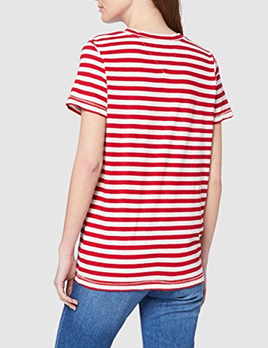 Tommy Jeans Tjw Textured Stripe tee Ropa Deportiva de Punto, Deep Crimson/White, 40 (Talla del Fabricante: Large) para Mujer