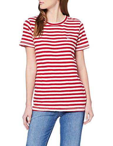 Tommy Jeans Tjw Textured Stripe tee Ropa Deportiva de Punto, Deep Crimson/White, 40 (Talla del Fabricante: Large) para Mujer