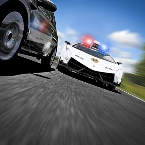 Top Race Control remoto RC Police Car TR-911, 4D Motion Gravity y control del volante, escala 1: 12, 2.4GHz, con luces, sirenas, puertas eléctricas, juguetes, coches de juguete