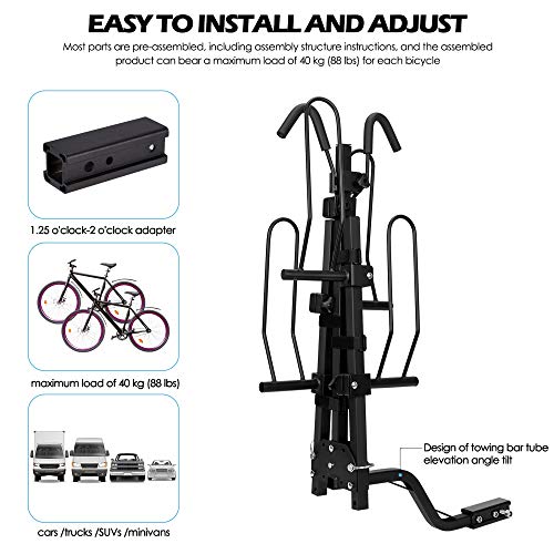 TOPQSC Soporte de gancho para bicicleta, marco trasero de bicicleta, barra de remolque para automóvil, gancho de plataforma plegable para automóviles, camiones, minivans, cada bicicleta pesa 80 libras