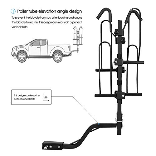 TOPQSC Soporte de gancho para bicicleta, marco trasero de bicicleta, barra de remolque para automóvil, gancho de plataforma plegable para automóviles, camiones, minivans, cada bicicleta pesa 80 libras