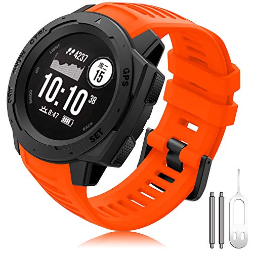 TOPsic Correa para Garmin Instinct, Silicona Deportivo Pulsera 22mm Banda Reemplazo Pulsera para Garmin Instinct