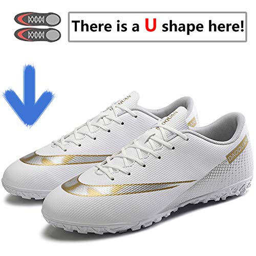 Topwolve Zapatillas de Fútbol para Hombre Profesionales Botas de Fútbol Aire Libre Atletismo Zapatos de Entrenamiento Zapatos de Fútbol,Blanco,40 EU