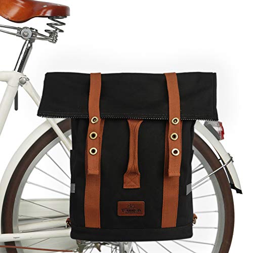 TOURBON Mochila convertible en mochila para el día Alforjas Bicicleta Bicicleta Bolsa para equipaje