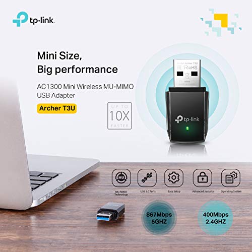 TP-Link Adaptador WiFi USB Receptor WiFi con Doble Banda Tarjeta de Red con Doble Banda 1300Mbps + UB400 Nano - Adaptador Bluetooth 4.0 USB Dongle para Ordenador, portatil, Auriculares