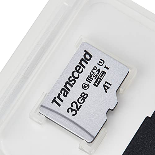 Transcend TS32GUSD300S-AE, Tarjeta de memoria microSDHC de 32 GB Premium 300S clase 10, U1, UHS-I (hasta 95 MB/s), con adaptador,