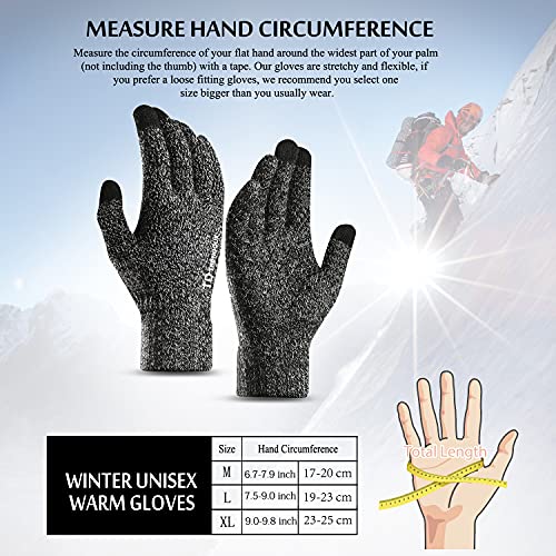 TRENDOUX Guantes Finos termicos calefactables para pc - Running Cálido Invierno Lana para Frio Ciclismo Moto Correr Suave Antideslizantes Smartphones, Guantes tactiles Hombre Lana - Blanco Negro XL